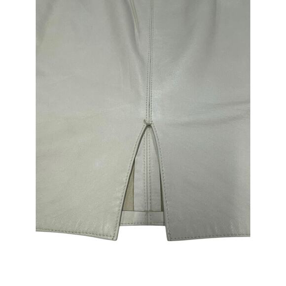 Lillie Rubin Gorgeous White Leather Pencil Skirt Back Zip Up and Bottom Split 10 - Picture 4 of 11